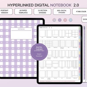 Digital Notebook, Hyperlinked Notebook for GoodNotes, IPad Notebook, GoodNotes Template, Minimalist Layout, Student Notebook, Cute Sticker