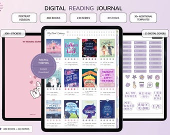 Digital Reading journal, Portrait Reading Journal, Reading Planner, Reading Templates, Pastel Reading Journal for Goodnotes and Notability