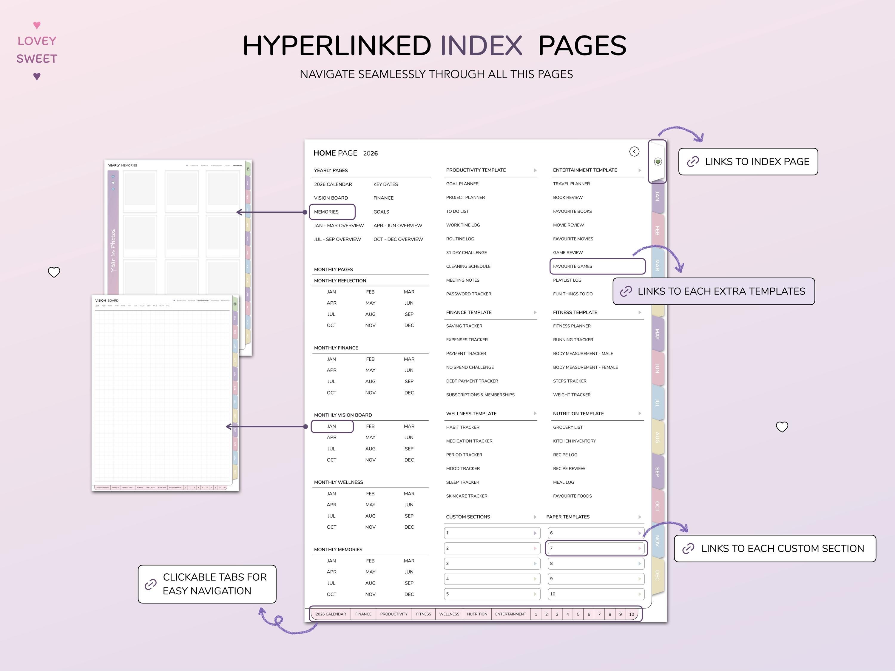 2026 Digital Planner for iPad | Interactive Pastel Portrait Planner ...