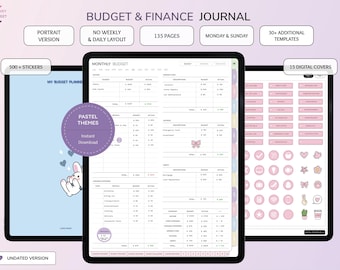 Planificador de presupuesto digital para GoodNotes, Diario de presupuesto Pastel, Rastreador de gastos, Rastreador de ahorros, Planificador financiero, Planificador digital para iPad