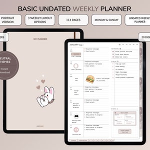 Digital Planner, Undated Digital Planner, Undated Digital Weekly Planner for GoodNotes, Monthly Planner, Minimalist Planner, Brown Planner