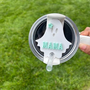 Mama Ghost 40oz/30oz Stanley Topper | Tab Tumbler Accessory | Only for 2.0 Stanley&#39;s | Color Options | Mom Ghost Halloween Topper