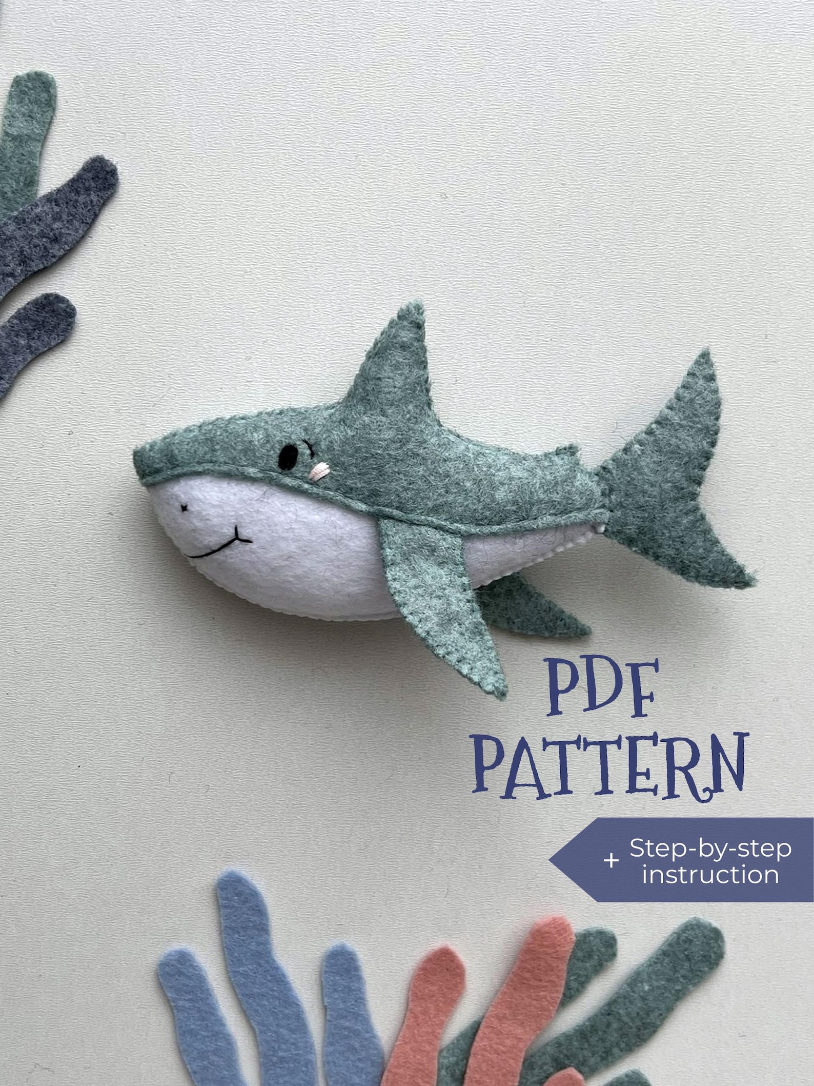 Felt Shark PDF Pattern. Soft Toy Sewing Pattern Plus Step-by-step ...