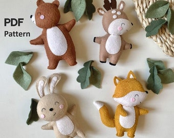 Abiemuce Set da Cucito per Bambini - Animali Del Bosco e Della Giungla, Forme di Animali in Feltro, Fai Da Te