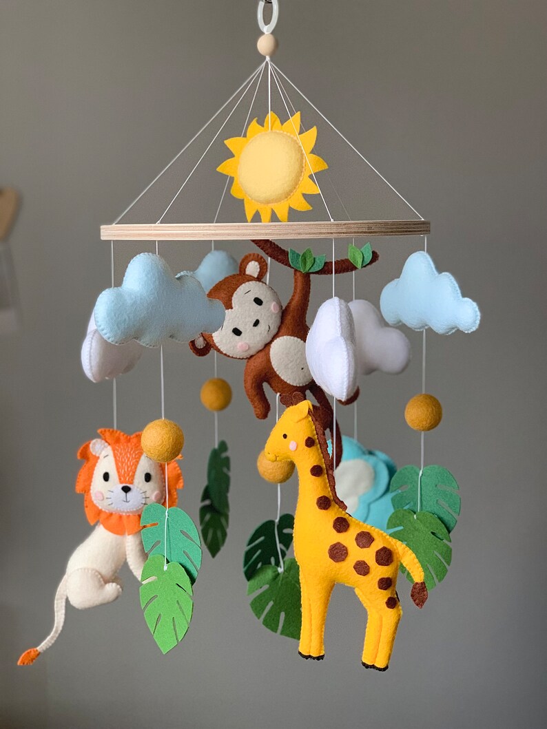 Safari Baby Mobile Baby Mobile Jungle Animals Nursery Decor Etsy