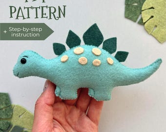 Felt Dinosaur PDF Pattern With Sewing Tutorial. Nursery Decor Dinosaur ...