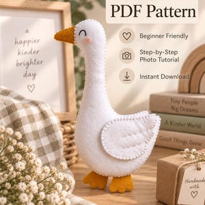 Goose felt pattern, Farm animals PDF Pattern, Pattern felt toys geese, DIY farm animals, PDF patterns pets, Step by step tutorials