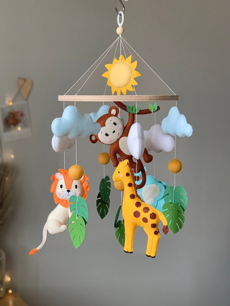 Safari Baby Mobile Baby Mobile Jungle Animals Nursery Decor Etsy