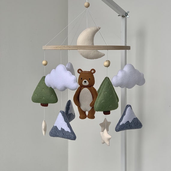 Mobile bébé forêt, mobile bébé Woodland avec ours, décor de
