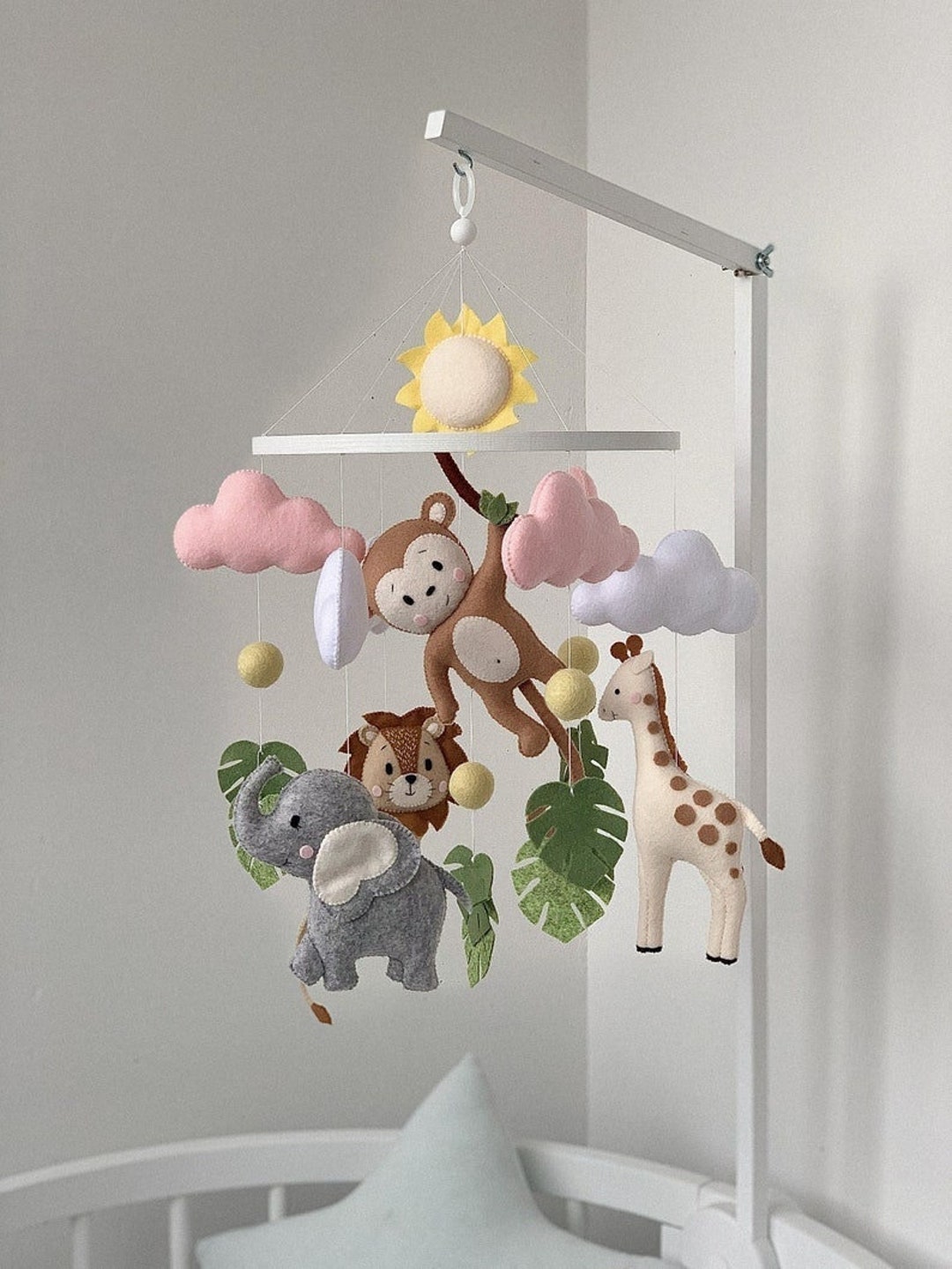 Baby Mobile Safari, Nursery Decor Safari, Baby Mobile Safari Girl