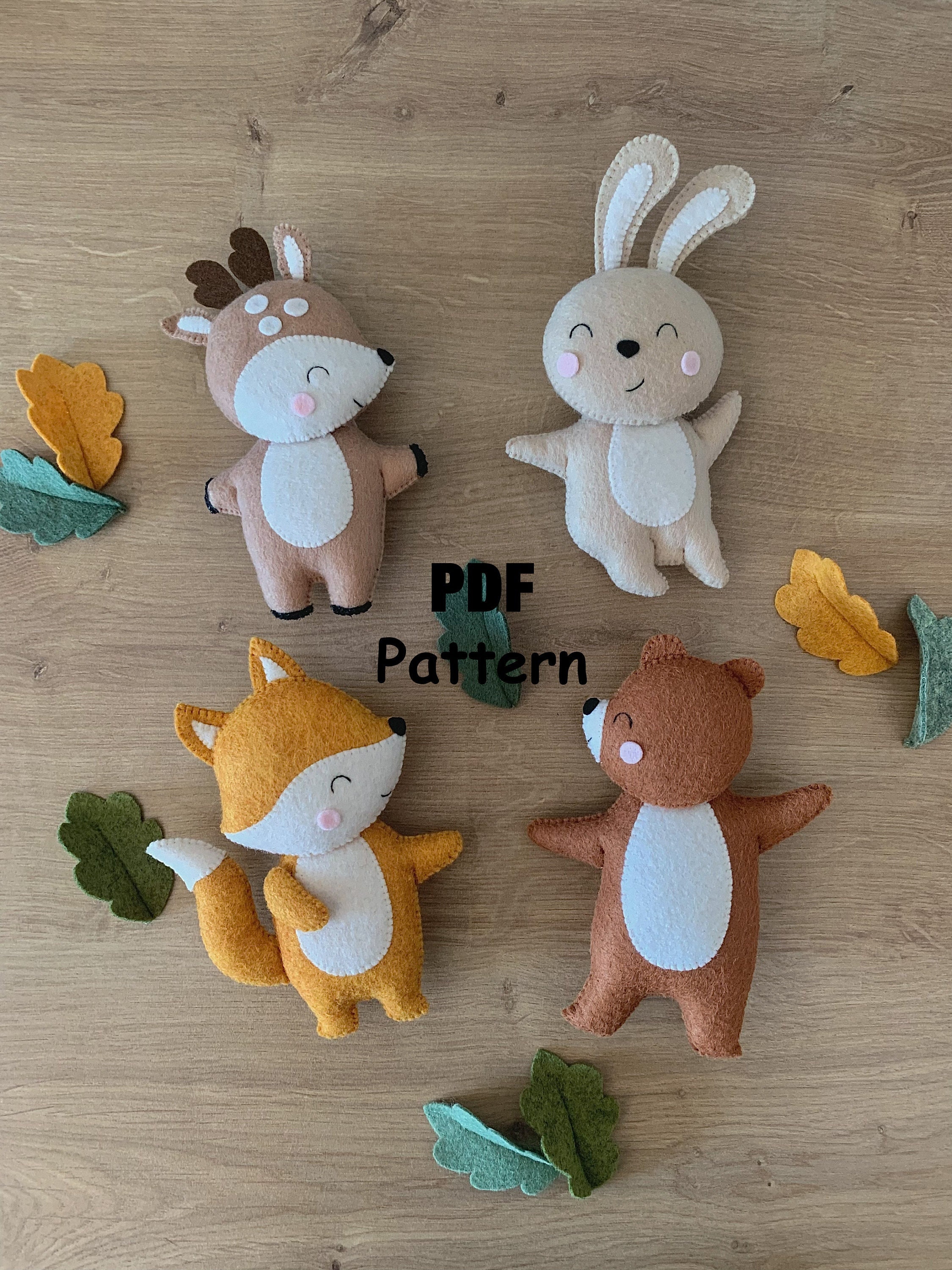Felt PDF Pattern Deer Fox Hare Bear, Forest Animals Pattern, Woodland ...