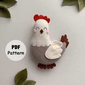 Chicken felt pattern, Farm animals PDF Pattern, Pattern felt hen, DIY farm animals, Patterns pets, Step by step tutorials