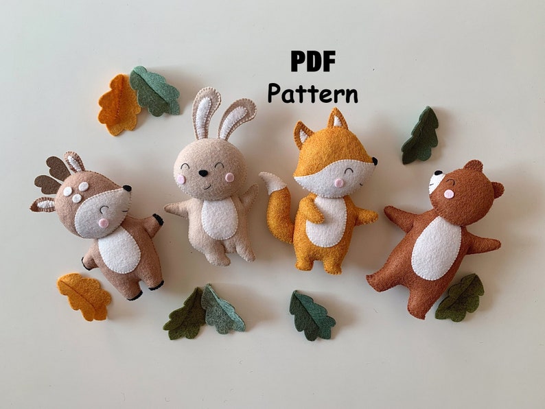 Forest Felt Patterns Forest Animals PDF Pattern Cute Felt Etsy