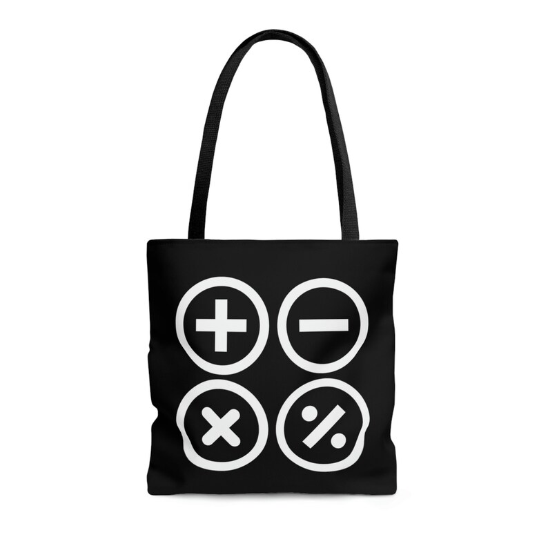 Math Tote Bag Design Example Math Symbols Black Tote Bag. Square Design. Science. Teacher. High ...