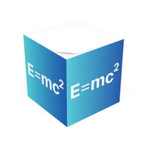 E=mc2 Note Cube. Einstein. Relativity. Physicist. High School Teacher. College Student. Lecturer. Professor.