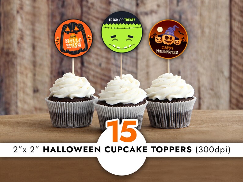 Halloween Cupcake Toppers Printable Cupcake Toppers 2 Inch Etsy