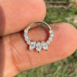 Labgrown Diamond Helix Earrings Daith Hinged Ring Diamond Cartilage Earring Diamond Daith Earrings Diamond Rook Earring CVD Diamond Clicker