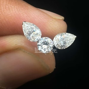 Invisible Set Pear Diamond Echo Threaded Stud Earring Florence Sparkle 14K Solid Gold Helix Stud Earring CVD Diamond Stud Daith Piercing