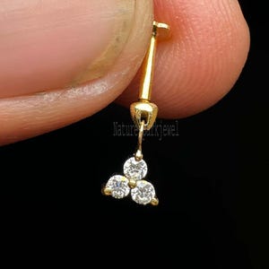 Sabine Floating Round Diamond Charm Threaded Stud Earring Dainty Diamond 16g Threaded Flatback Stud Lab Grown Diamond Helix Stud For Women