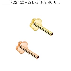 14K Gold Flower Threaded Back Stud Extra Post Selection For Threaded Earring Minimalist Helix, Tragus, or Conch Piercing