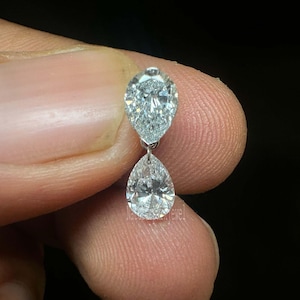 Low Profile Pear Diamond Floating Dangle Threaded Stud 7X5MM Each Pear Labgrown Diamond Earring invisible Set Diamond Earring Helix Piercing