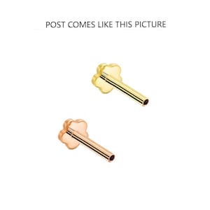 14K Gold Flower Threaded Back Stud Extra Post Selection For Threaded Earring Minimalist Helix, Tragus, or Conch Piercing