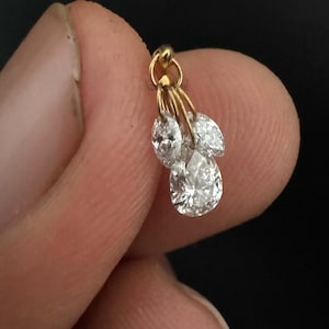 Lab Grown Diamond Helix Stud Piercing Floating Pear Diamond Plume Threaded Charm Earring Teardrop And Marquise Diamond Daith Earring