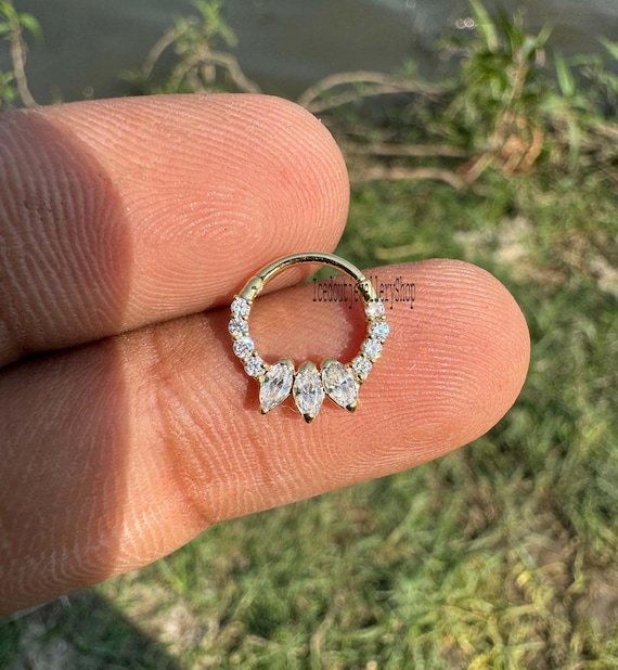 Labgrown Diamond Helix Earrings Daith Hinged Ring Diamond