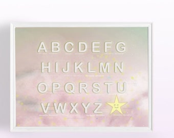 digital image of an alphabet with pastel  colors ideal for baby nursery