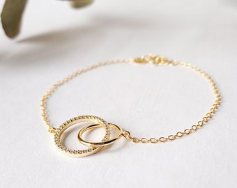 24K Gold Bracelet with white Zircons, 24k Gold, Gift For Her, Dainty Gold Bracelet