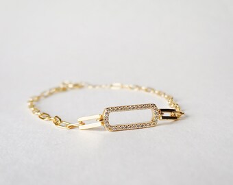 24K Gold Bracelet with white Zircons I 24k Gold Plated I Gift For Her I Dainty Gold Bracelet I 925 Sterling Silver I Mothers Day Gift