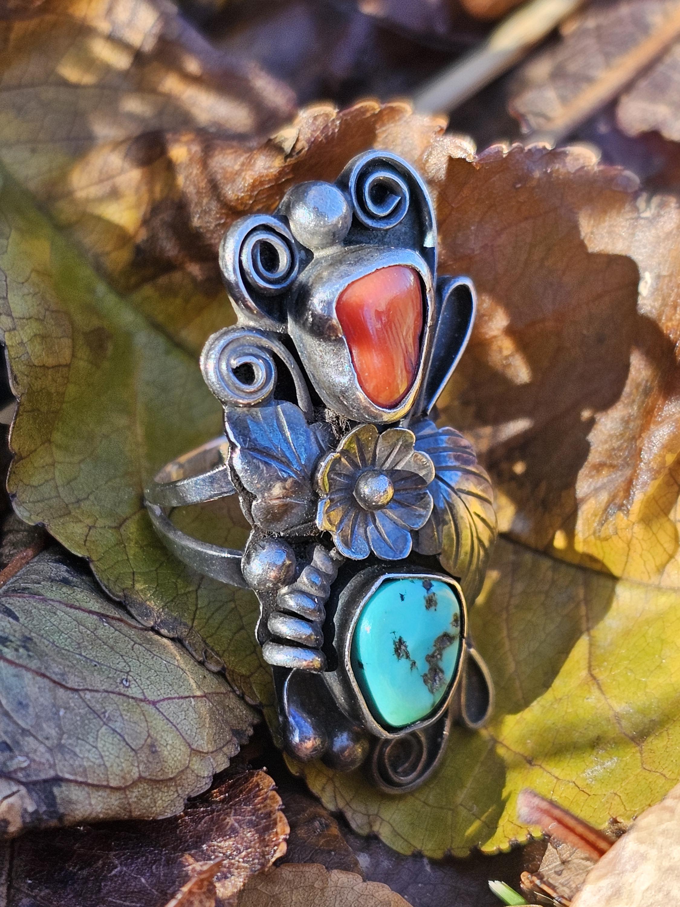 RBP Raymond Platero Sterling Silver Squash Blossom Turquoise & Coral Belt Buckle Thinking about selling, but can main image 4