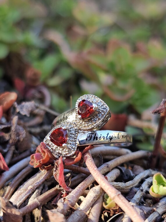 Sterling Silver Garnet Hearts Proverbs 31 Ring, S… - image 8