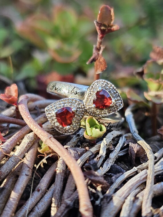 Sterling Silver Garnet Hearts Proverbs 31 Ring, S… - image 7