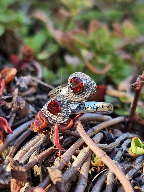 Sterling Silver Garnet Hearts Proverbs 31 Ring, S… - image 6