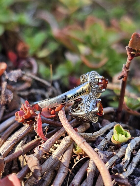 Sterling Silver Garnet Hearts Proverbs 31 Ring, S… - image 3
