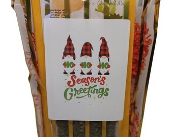 Gift Bag 3 pack of dry dip mix w/Season Greeting | Rafia Filled Christmas Gift Basket Idea | Customize All 3 Dip Flavors | Easy Holiday Gift