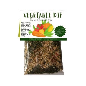 Vegetable Dry Mix Seasoning Dip. Herb or Seasoning Package and Gift Item. Use as a rub for Grilling on Steaks. Contains Garlic,Onion,Parsley