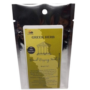Bread Dipping Herbs Mix with Greek Herb Seasoning Blend - Single serve Packet no measuring. Mix with 1/2 cup Olive Oil serves 6 people.