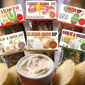 You Pick Flavors 6 Pack Gourmet Dip Mixes - Mix and Match - Easy to Prepare Party Snacks Perfect for Game Nights Birthdays Holiday Stockings