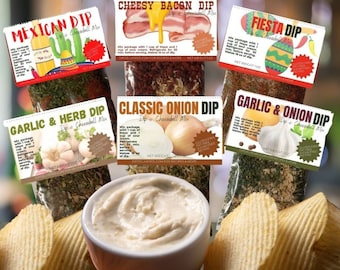 You Pick Flavors 6 Pack Gourmet Dip Mixes - Mix and Match - Easy to Prepare Party Snacks Perfect for Game Nights Birthdays Holiday Stockings