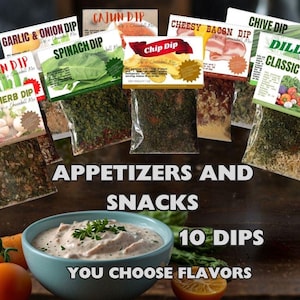 10 Pack Variety Dry Dip Mix Seasoning Party & Appetizer Food Birthday Gift for Men or Woman Holiday Gift Basket Food Idea you choose flavors
