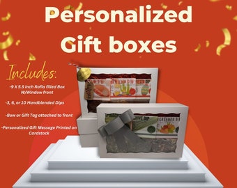 9 X 5.5 inch Personalized Gift Box Sets fully customizable gifts including handmade herb dip mix blends for men gift and for woman.