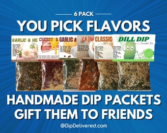 6 pack Variety Dry Dip Mix- Seasoning Mix - Party & Appetizer Food - Christmas Stocking Stuffers, Foodie Birthday gift for Woman and Men