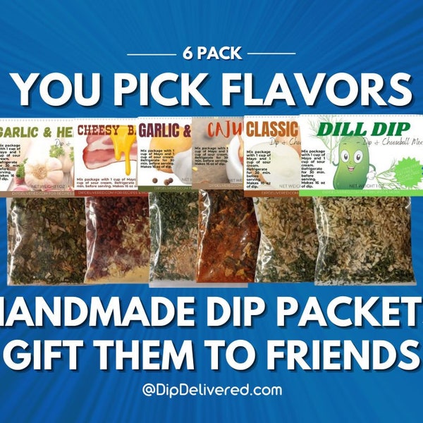 6 pack Variety Dry Dip Mix- Seasoning Mix - Party & Appetizer Food - Christmas Stocking Stuffers, Foodie Birthday gift for Woman and Men