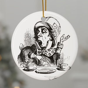 Alice in Wonderland Ornament | Mad Hatter | Vintage Style | Christmas Ornaments | Two Sided Print | Victorian Holiday Decor | Friend Gift