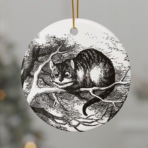 Alice in Wonderland Ornament | Cheshire Cat | Vintage Style | Christmas Ornaments | Two Sided Print | Victorian Holiday Decor | Friend Gift