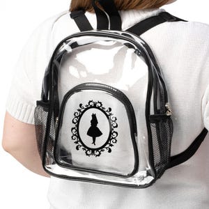 Alice in Wonderland Transparent Tote Backpack | Clear Backpack | Lightweight Backpack | College Accessories | Festival Backpack | PVC Bag