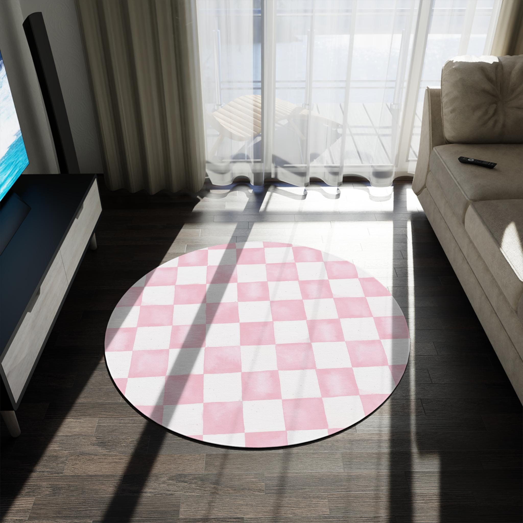 Pink Vintage Cheque Area Rug Checkered Rug Chessboard Alice in ...