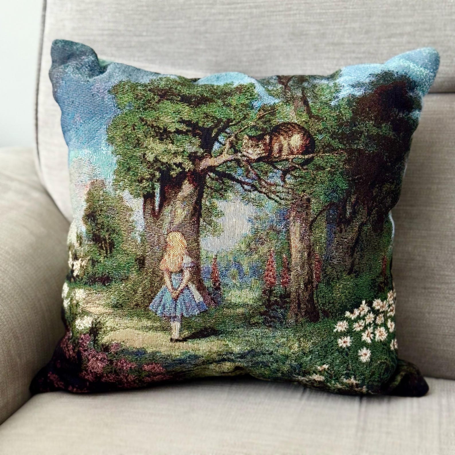 Vintage Alice in Wonderland Woven Pillow